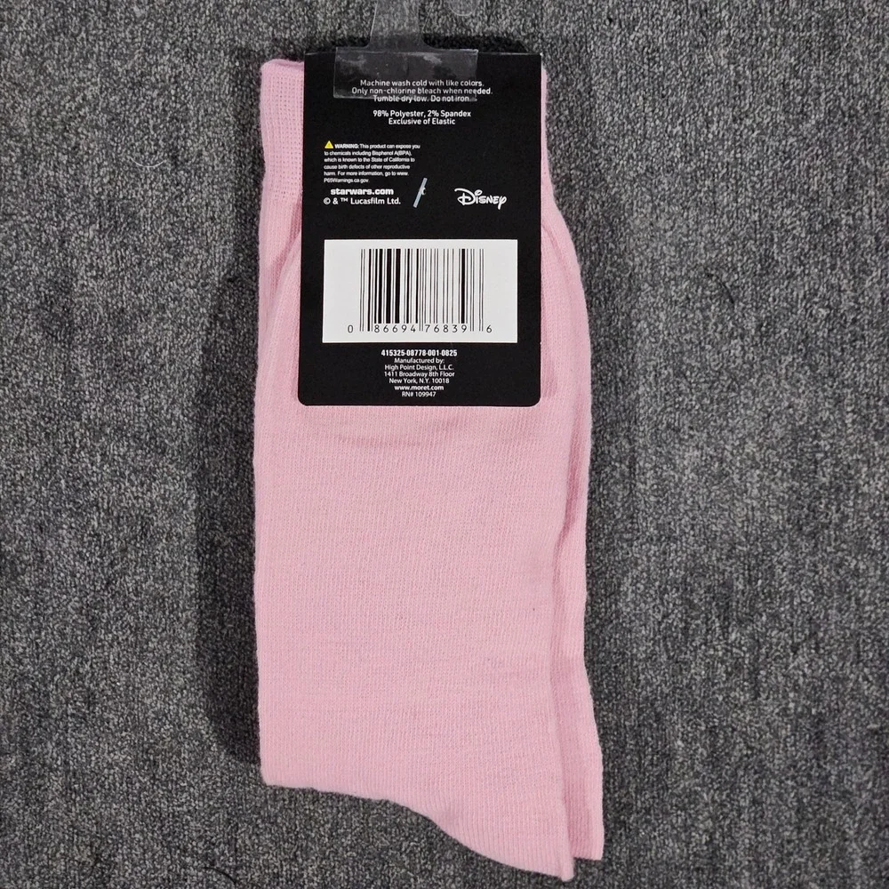 Star Wars‎ Yoda Do Or Donut Pink Crew Socks Shoe Size 6.5-12 New With Tags